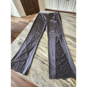 NWT Gray Silk Blend Beaded Lace Flare  Festival Pants Womens 10 Boho Whimsigoth